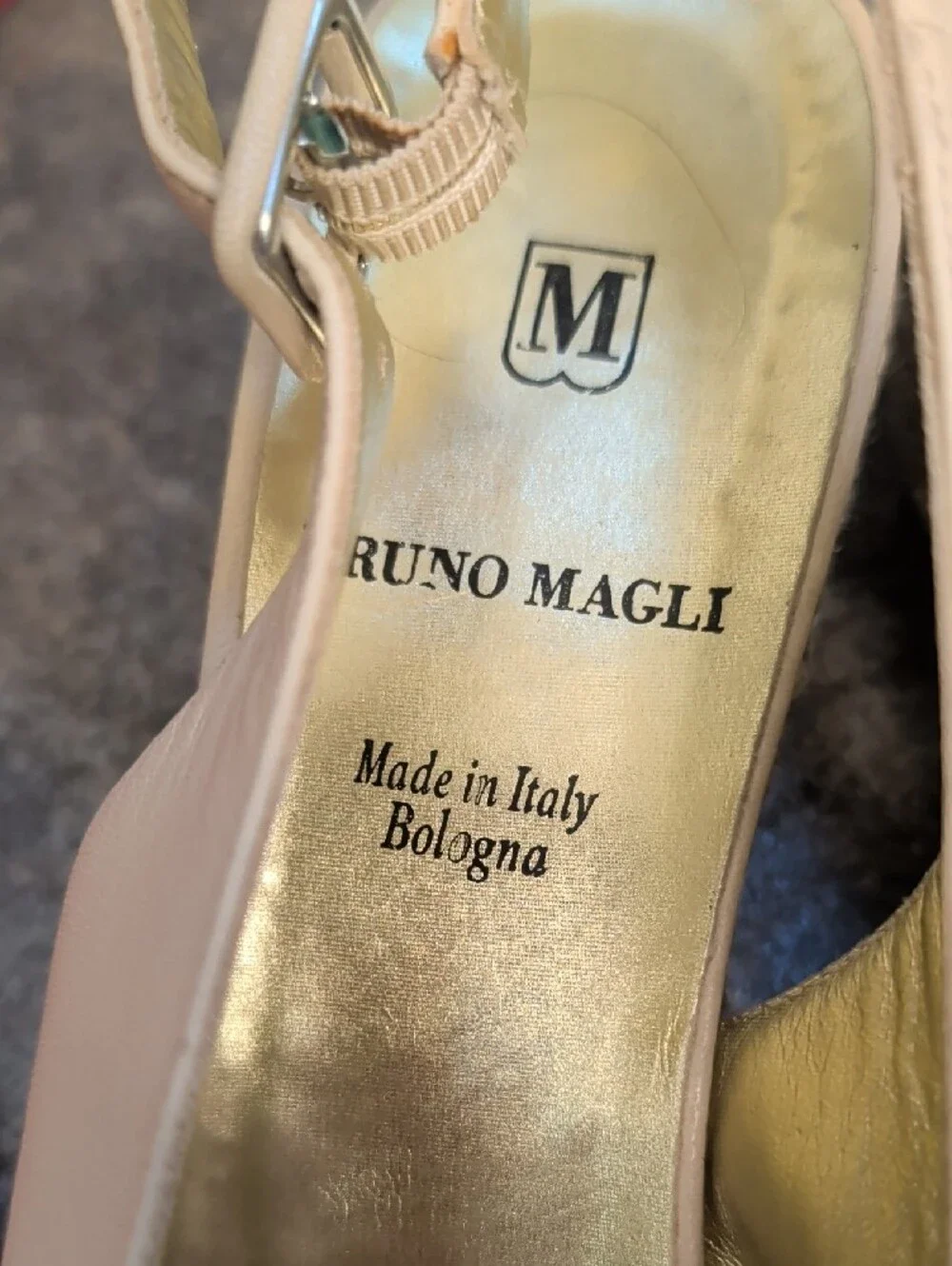 Bruno Magli Cream Peep-Toe Slingback Wedge